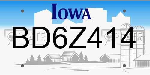 BD6Z414 Iowa License Plate