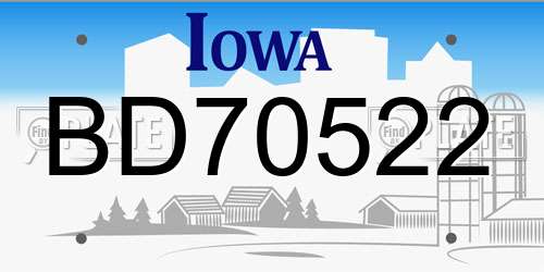 BD70522 Iowa License Plate