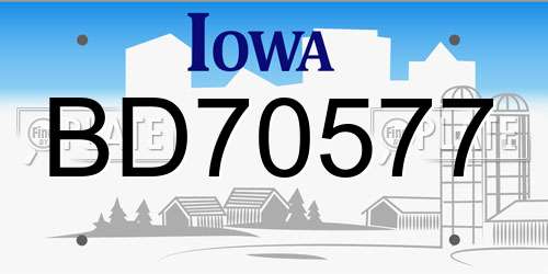 BD70577 Iowa License Plate