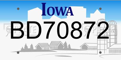 BD70872 Iowa License Plate