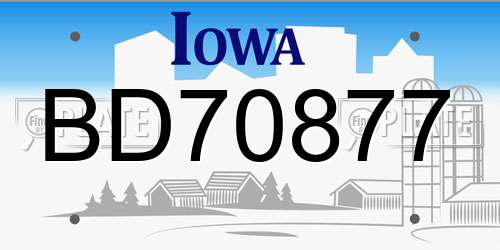 BD70877 Iowa License Plate