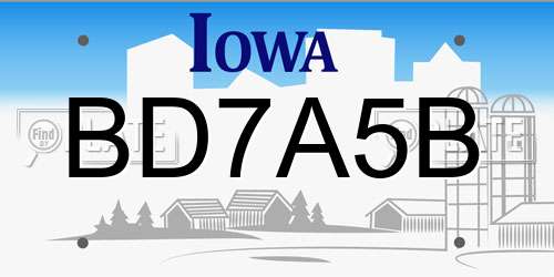BD7A5B Iowa License Plate
