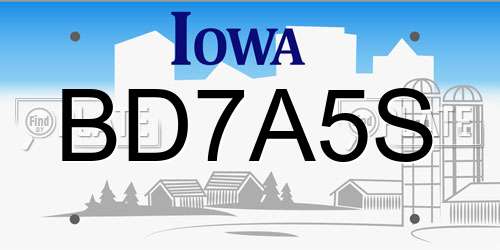 BD7A5S Iowa License Plate