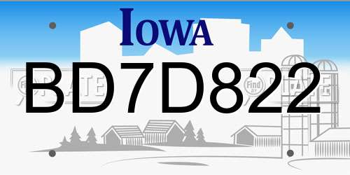 BD7D822 Iowa License Plate
