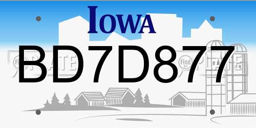 BD7D877 Iowa License Plate