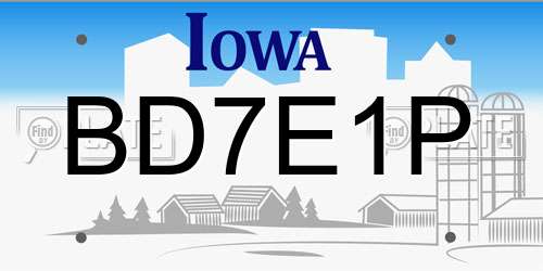 BD7E1P Iowa License Plate