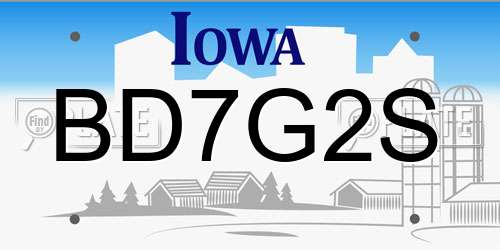 BD7G2S Iowa License Plate