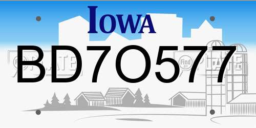 BD7O577 Iowa License Plate