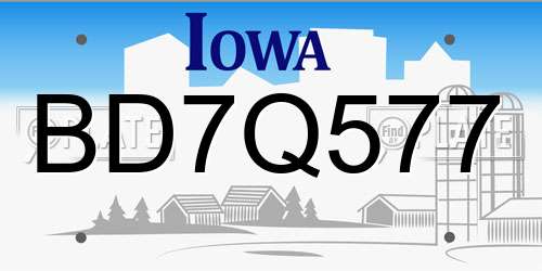 BD7Q577 Iowa License Plate