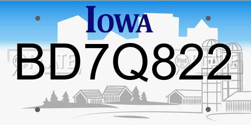 BD7Q822 Iowa License Plate