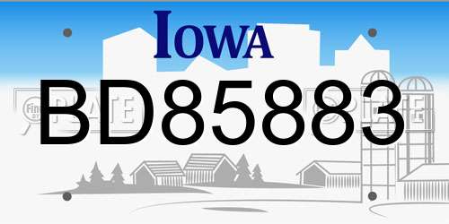 BD85883 Iowa License Plate
