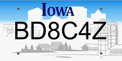 BD8C4Z Iowa License Plate