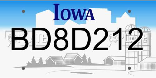 BD8D212 Iowa License Plate