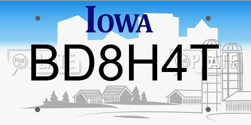 BD8H4T Iowa License Plate