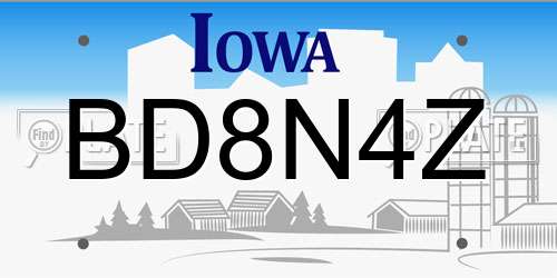 BD8N4Z Iowa License Plate
