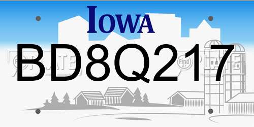 BD8Q217 Iowa License Plate
