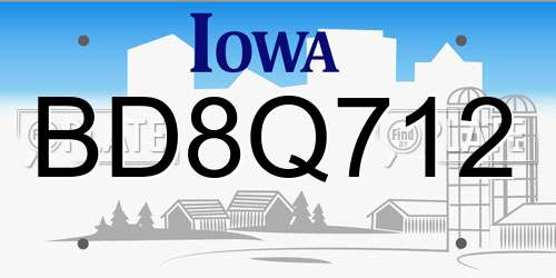 BD8Q712 Iowa License Plate