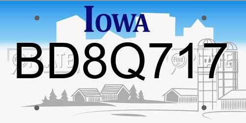 BD8Q717 Iowa License Plate