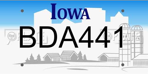 BDA441 Iowa License Plate