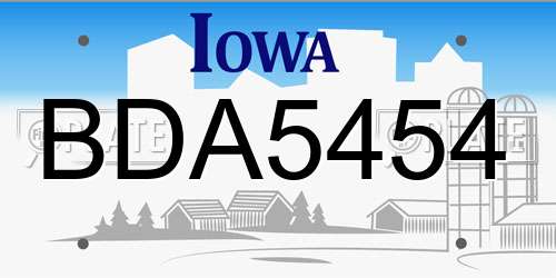 BDA5454 Iowa License Plate