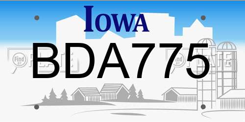 BDA775 Iowa License Plate