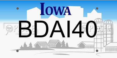 BDAI40 Iowa License Plate