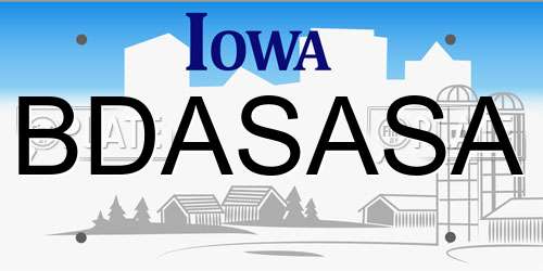 BDASASA Iowa License Plate