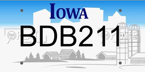 BDB211 Iowa License Plate