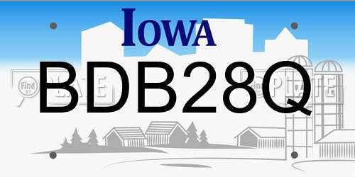 BDB28Q Iowa License Plate