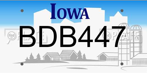 BDB447 Iowa License Plate