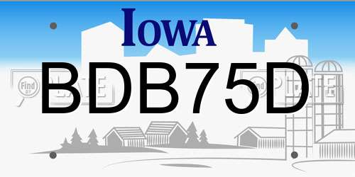 BDB75D Iowa License Plate