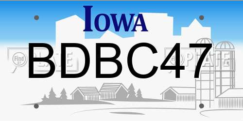 BDBC47 Iowa License Plate