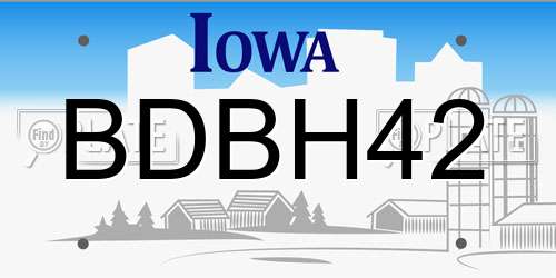 BDBH42 Iowa License Plate