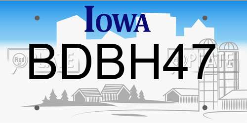 BDBH47 Iowa License Plate
