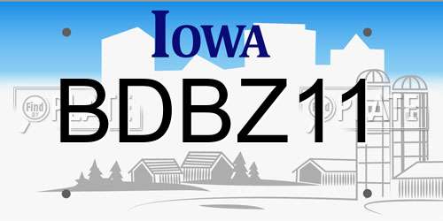 BDBZ11 Iowa License Plate