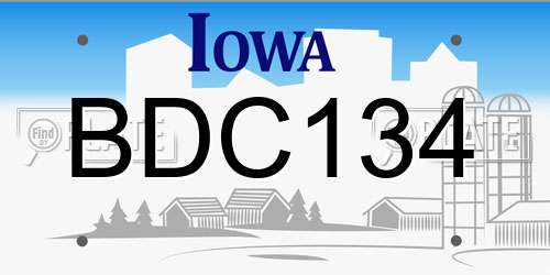 BDC134 Iowa License Plate