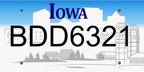 BDD6321 Iowa License Plate