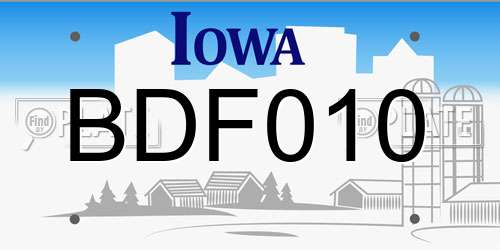 BDF010 Iowa License Plate