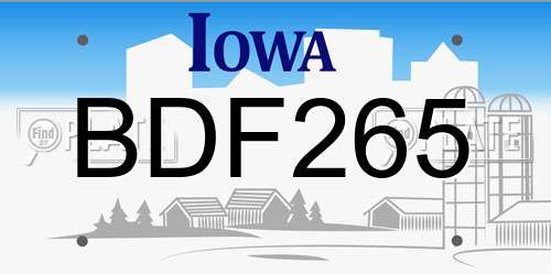 BDF265 Iowa License Plate