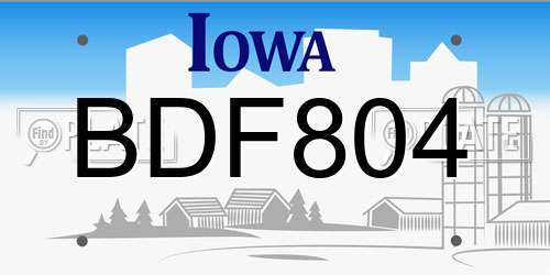 BDF804 Iowa License Plate
