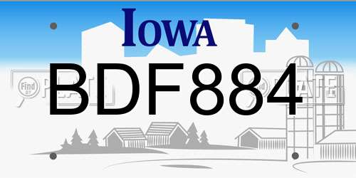 BDF884 Iowa License Plate
