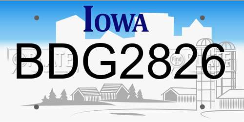 BDG2826 Iowa License Plate
