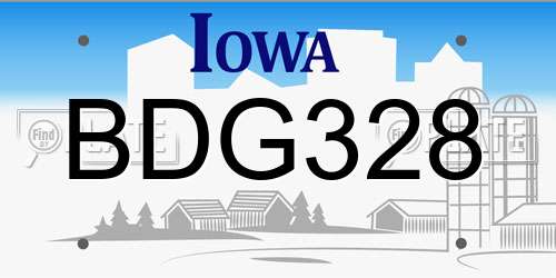 BDG328 Iowa License Plate