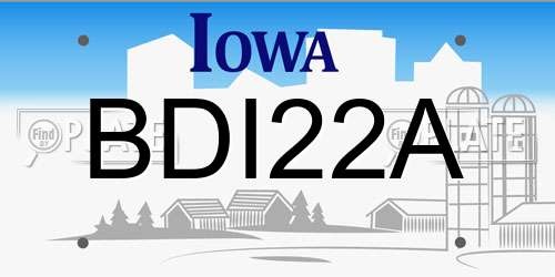 BDI22A Iowa License Plate