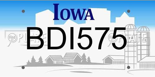 BDI575 Iowa License Plate