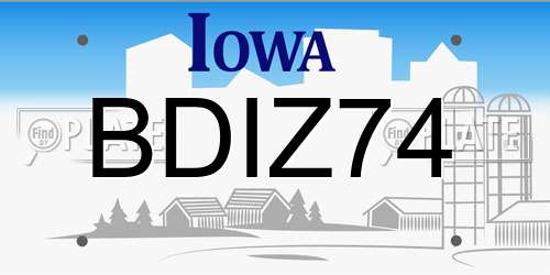 BDIZ74 Iowa License Plate