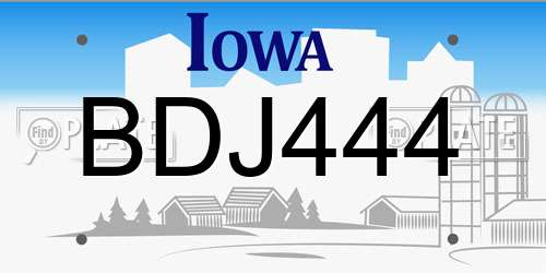 BDJ444 Iowa License Plate