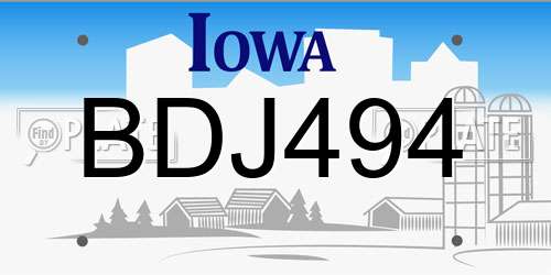 BDJ494 Iowa License Plate