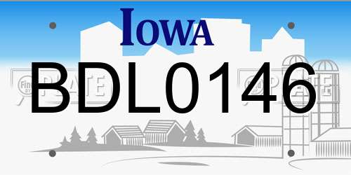BDL0146 Iowa License Plate