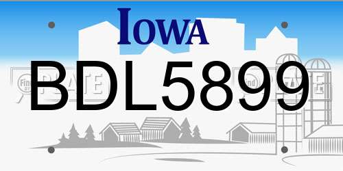 BDL5899 Iowa License Plate